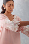 Kareena Kapoor Khan in Blush Pink Embroidered Woven Chanderi Kurta Set