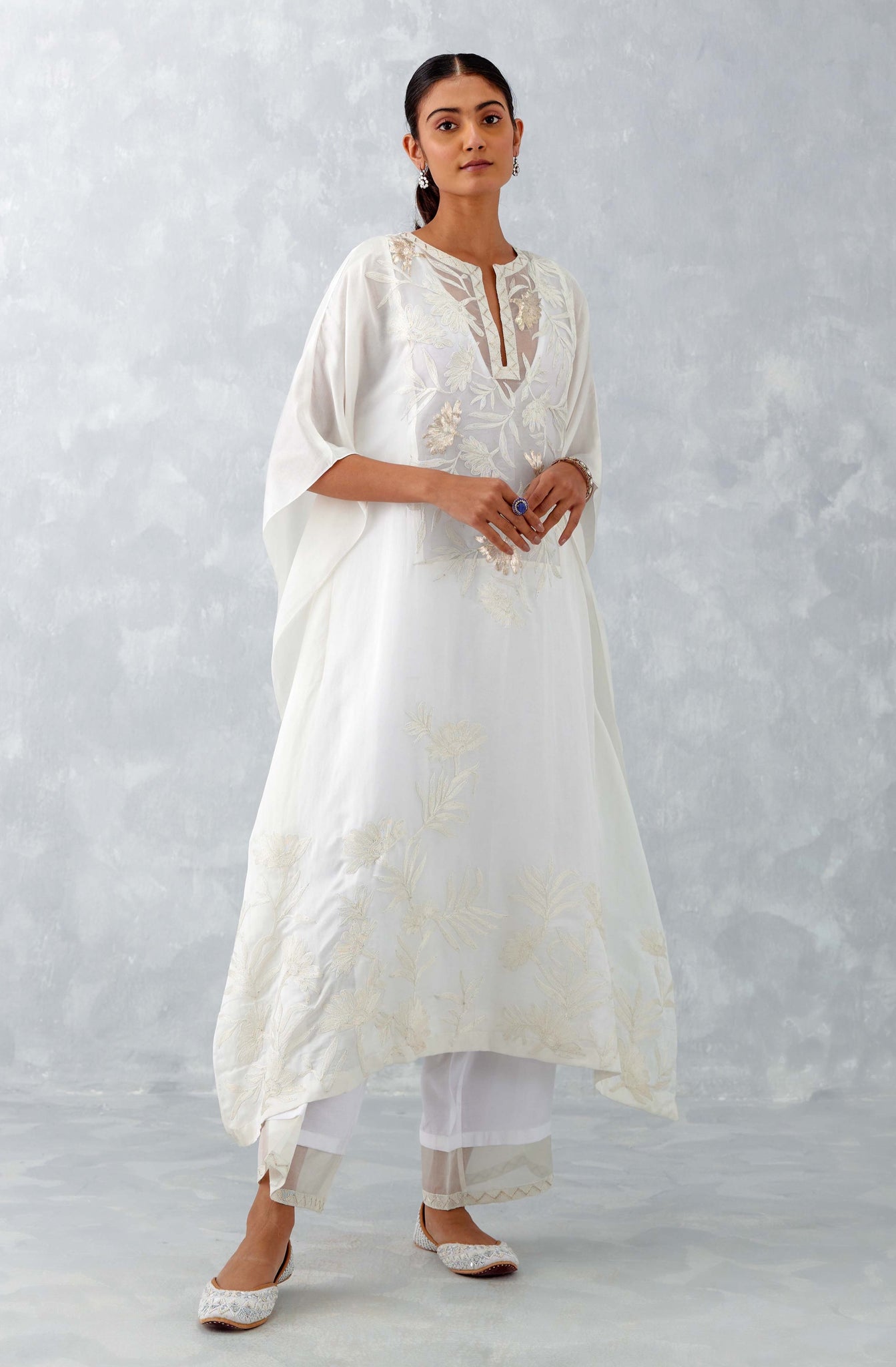 White Satin Iris Kaftan main image 0