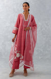 Rose Pink Embroidered Chanderi Kurta Set