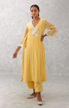 Mango Yellow Embroidered Chanderi Kurta Set (RTS)