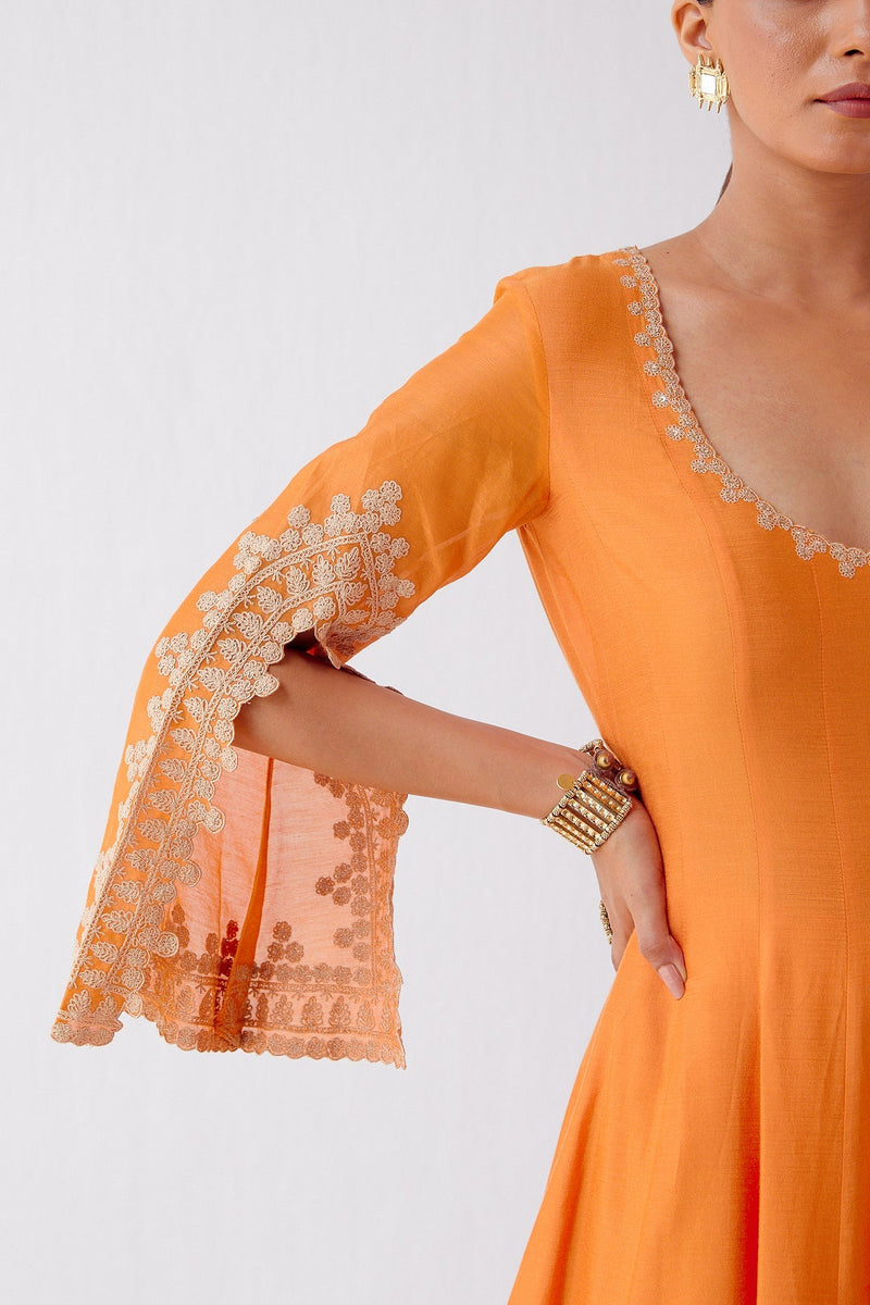 Orange Dori Embroidered Anarkali Set (RTS)