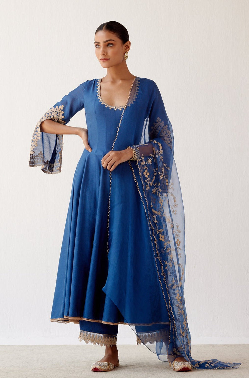 Pooja Hegde in Blue Dori Embroidered Anarkali Set