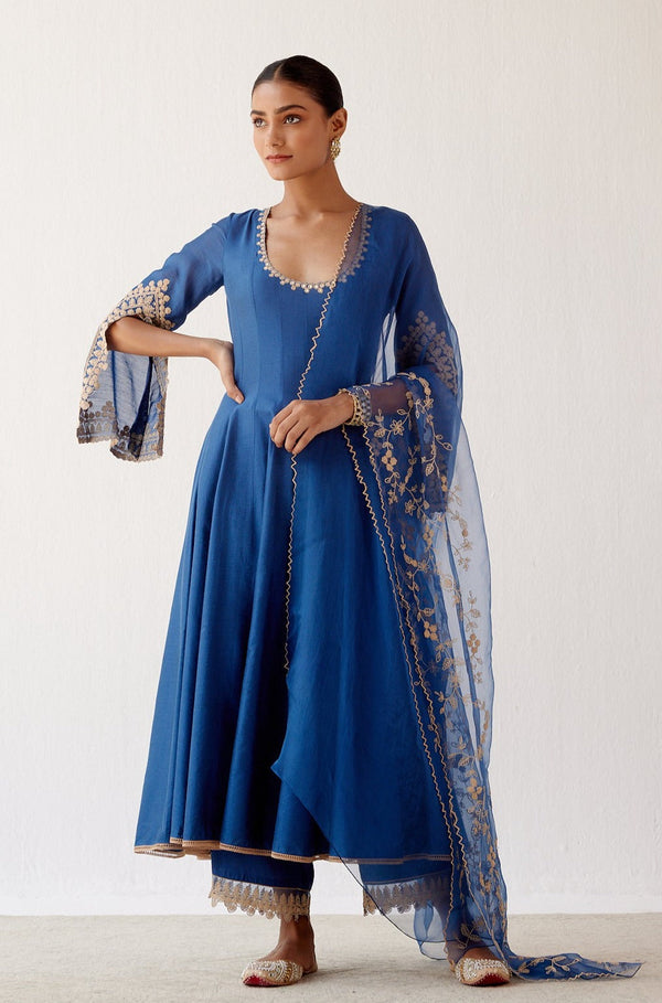 Blue Dori Embroidered Anarkali Set (RTS)