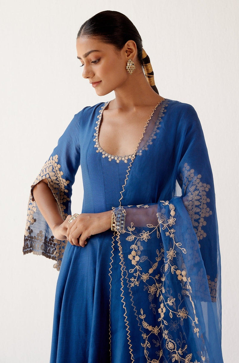 Blue Dori Embroidered Anarkali Set (RTS)
