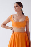 Orange Hand Block Print Lehenga Set (RTS)