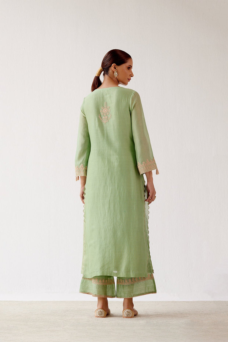Rashmika Mandanna in Green Dori Embroidered Kurta Set