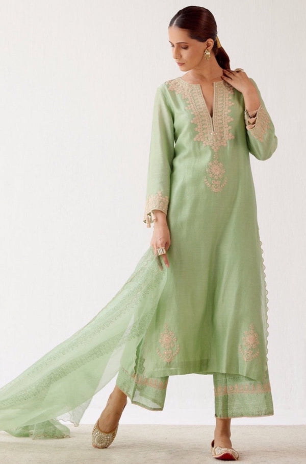 Green Dori Embroidered Kurta Set (RTS)