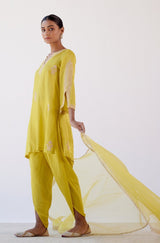 Bright Yellow Sequins Embroidered Dhoti Set (RTS)