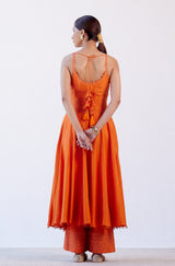 Orange Cotton Silk Anarkali (RTS)