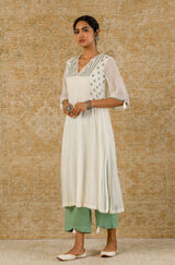 Off White Straight Embroidered Kurta Set (RTS)