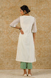 Off White Straight Embroidered Kurta Set (RTS)