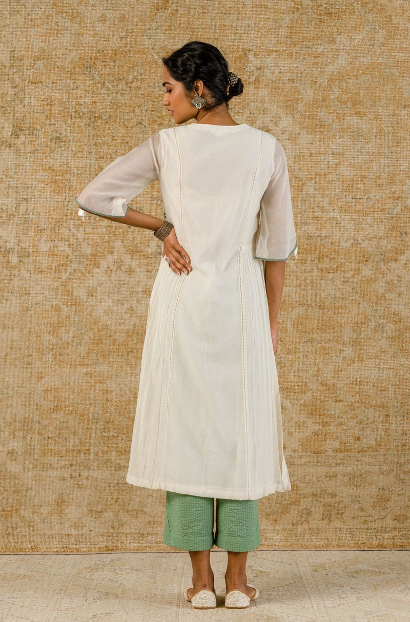 Off White Straight Embroidered Kurta Set (RTS)