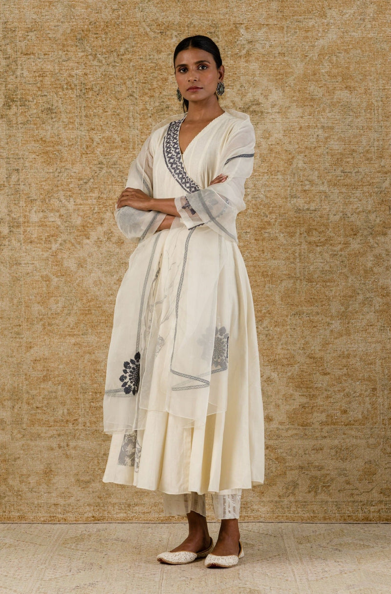 Ivory Angrakha Kurta Set (RTS)