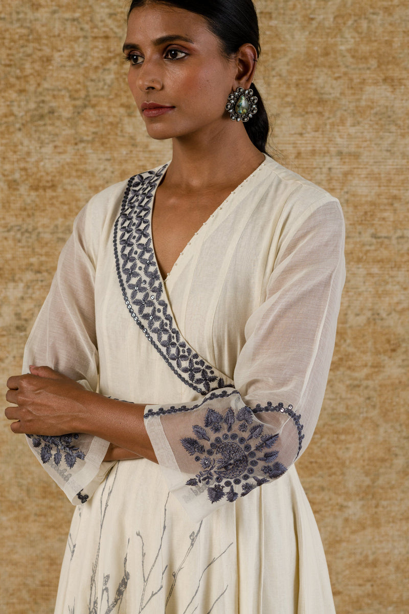 Ivory Angrakha Kurta Set (RTS)