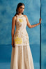 Ivory and Yellow Silk Organza Hand-Painted  Embroidered Sharara Set