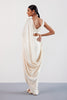 Ivory Satin Pre Draped Saree