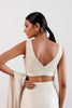 Ivory Satin Pre Draped Saree
