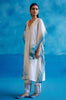 Ivory and Blue Silk Chanderi Hand-Painted Embroidered Kaftan Set