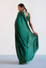 Green Satin Pre Draped Saree