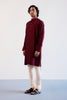 Maroon Embroidered Tussar Silk Kurta Set
