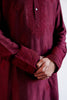 Maroon Embroidered Tussar Silk Kurta Set