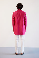 Fuchsia Pink Embroidered Chanderi Kurta Set