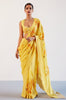 Yellow Georgette Hand-Painted Embroidered Saree