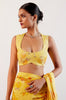 Yellow Georgette Hand-Painted Embroidered Saree