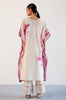 Ivory and Pink Silk Chanderi Hand-Painted Embroidered Kaftan Set