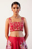 Fuchsia Pink Silk Chanderi Hand-Painted Lehenga Set