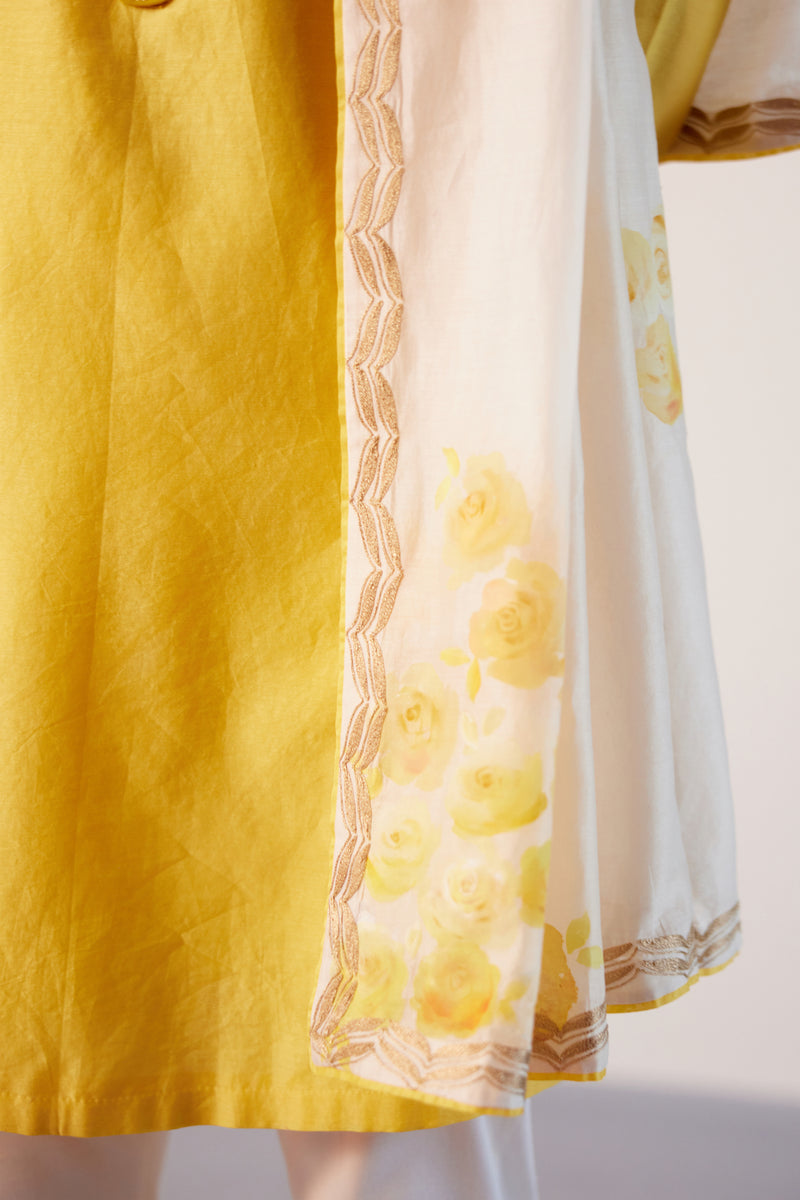 Ivory and Yellow Hand-Painted Stole