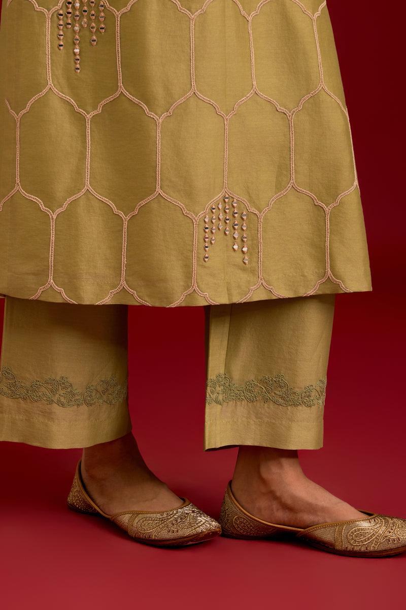 Pistachio Green Embroidered Kurta Set
