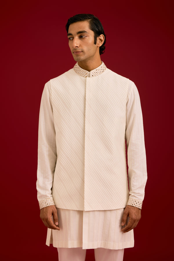 Ivory Cotton Silk Blend Bundi Set