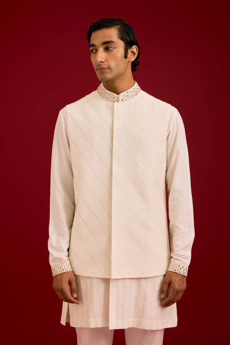 Ivory Cotton Silk Blend Bundi Set