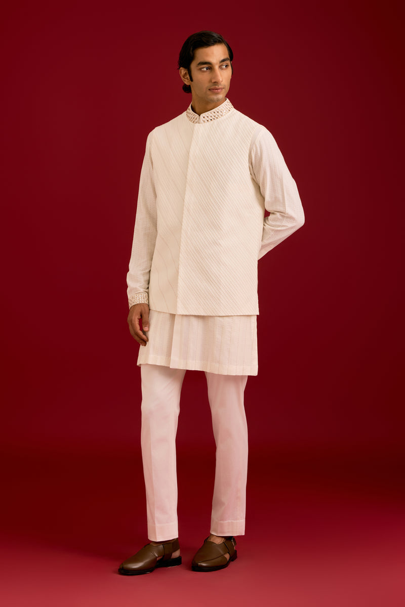 Ivory Cotton Silk Blend Bundi Set