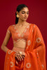 Orange Embroidered Gajji & Cotton Silk Lehenga Set