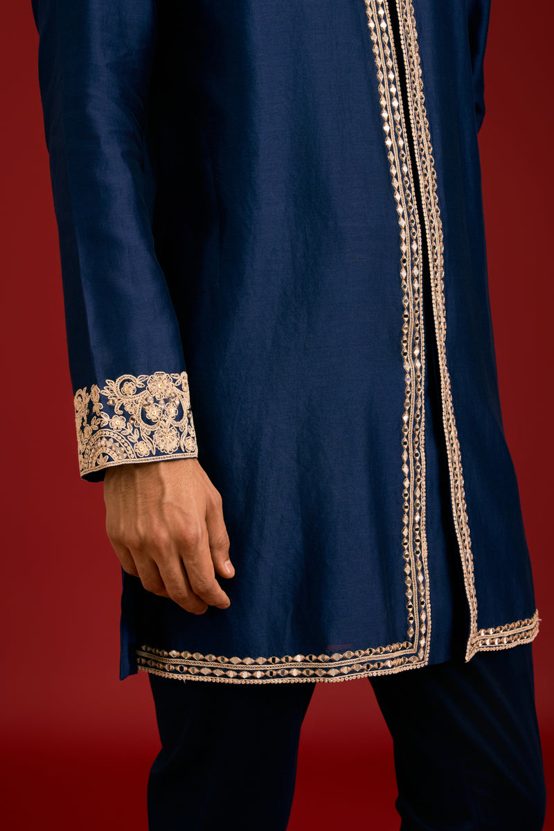 Navy Chanderi Cotton Kurta set