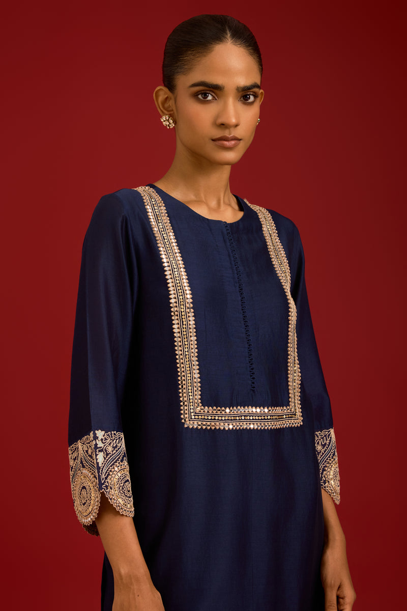 Navy Embroidered Kurta Set