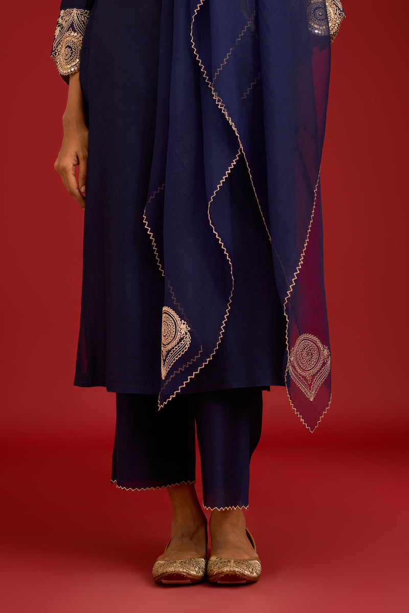 Navy Embroidered Kurta Set