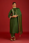 Green Chinniya Silk Embroidered Kurta Set