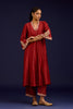 Rust Chinniya Silk Embroidered Kurta Set