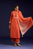 Orange Chinniya Silk Embroidered Kurta Set