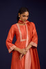 Orange Chinniya Silk Embroidered Kurta Set