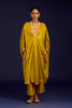 Mustard Modal Satin Embroidered Kaftan Set