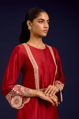 Rust Embroidered Kurta Set