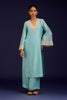 Aqua Blue Silk Chanderi Embroidered Kurta Set