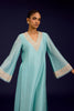 Aqua Blue Silk Chanderi Embroidered Kurta Set