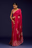 Fuchsia Embroidered Modal Satin Saree Set