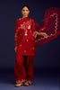 Rust Cotton Silk Satin Embroidered Kurta Set