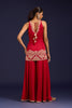 Red Embroidered Modal Satin Sharara Set